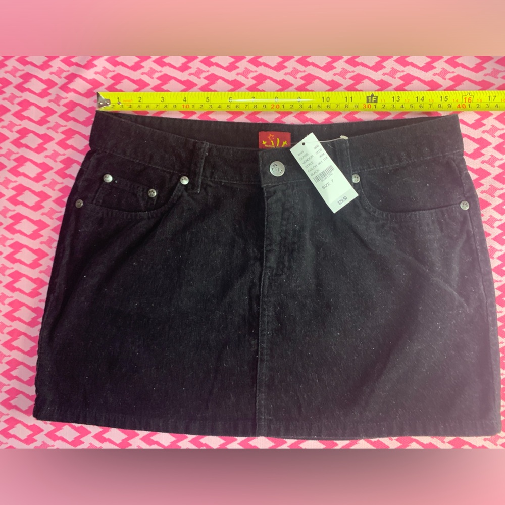 Tilt Black Skirt Light Corduroy Micro Mini Low-Rise Y2K Sz 7 PACSUN NWT Vintage